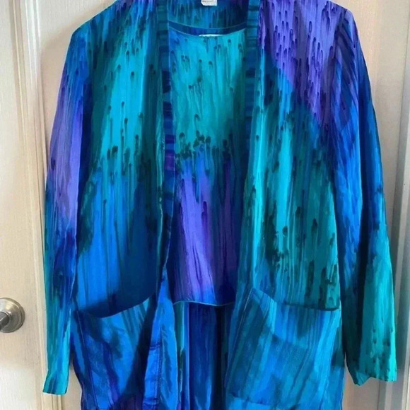 L Leeanne Vintage Hand Painted Fibers Skirt Set Size Medium - Picture 2 of 12